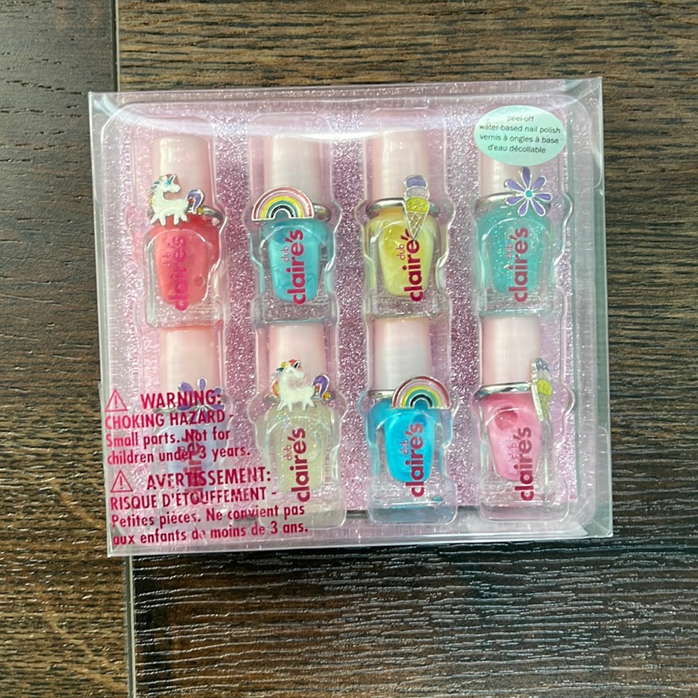 Claire’s peel-off nail polish with rings